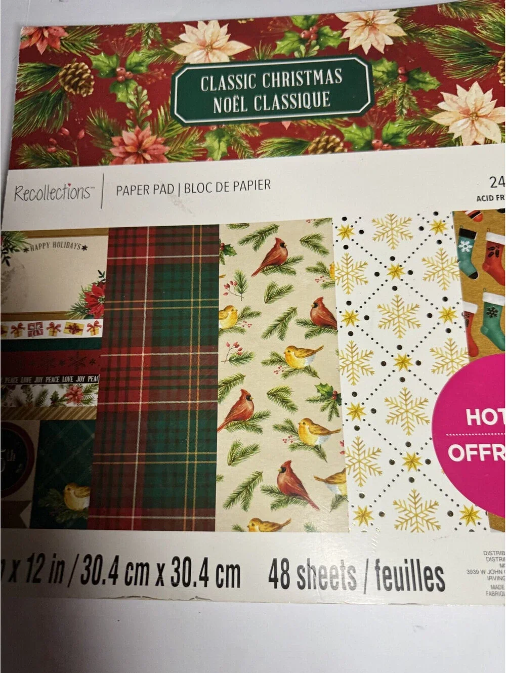 Classic Christmas Holiday 12x12 Scrapbook Paper Pad 48 Sheets ~ Recollections